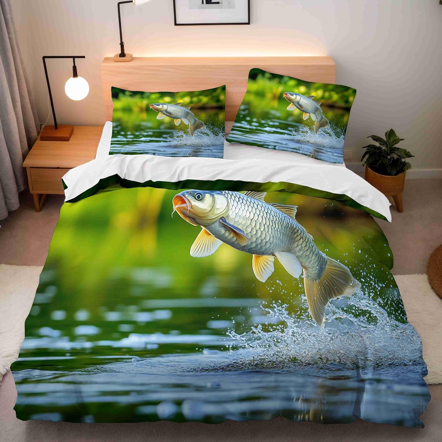 Komplet pościeli 220 x 240 cm, miękka pościel z mikrofibry, druk 3D, podwodna, 3-częściowy, poszwa na kołdrę z zamkiem błyskawicznym i 2 poszewki na poduszkę 80 x 80 cm, f.1008