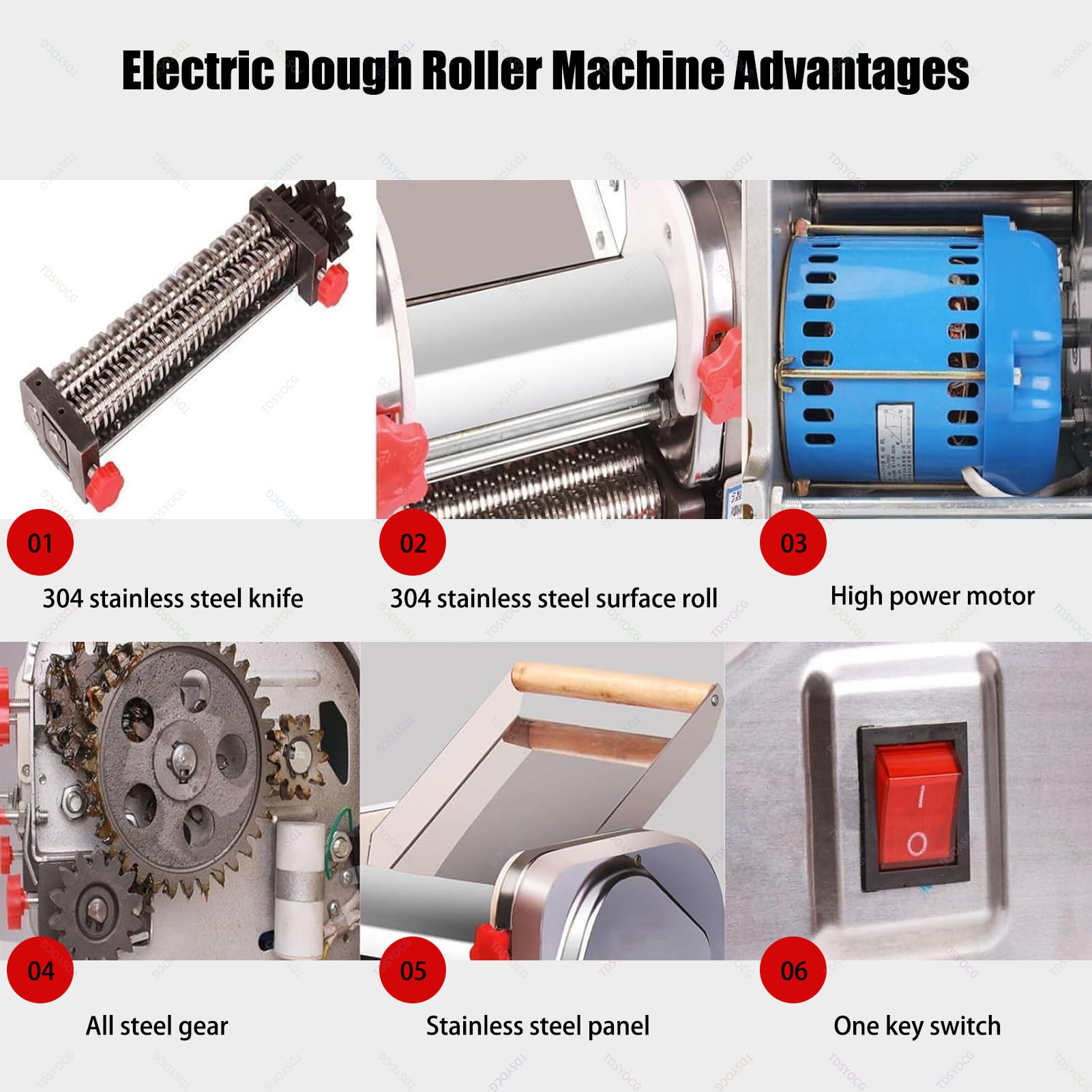 Tirapasta Elettrico Professionale Commerciale, Elettrica Macchina Per Pasta Fresca Sfogliatrice In Acciaio Inox, Macchina per Fare Pasta Larga e Sottile, Ideale per Pizza, Pane e Pasta Sfoglia