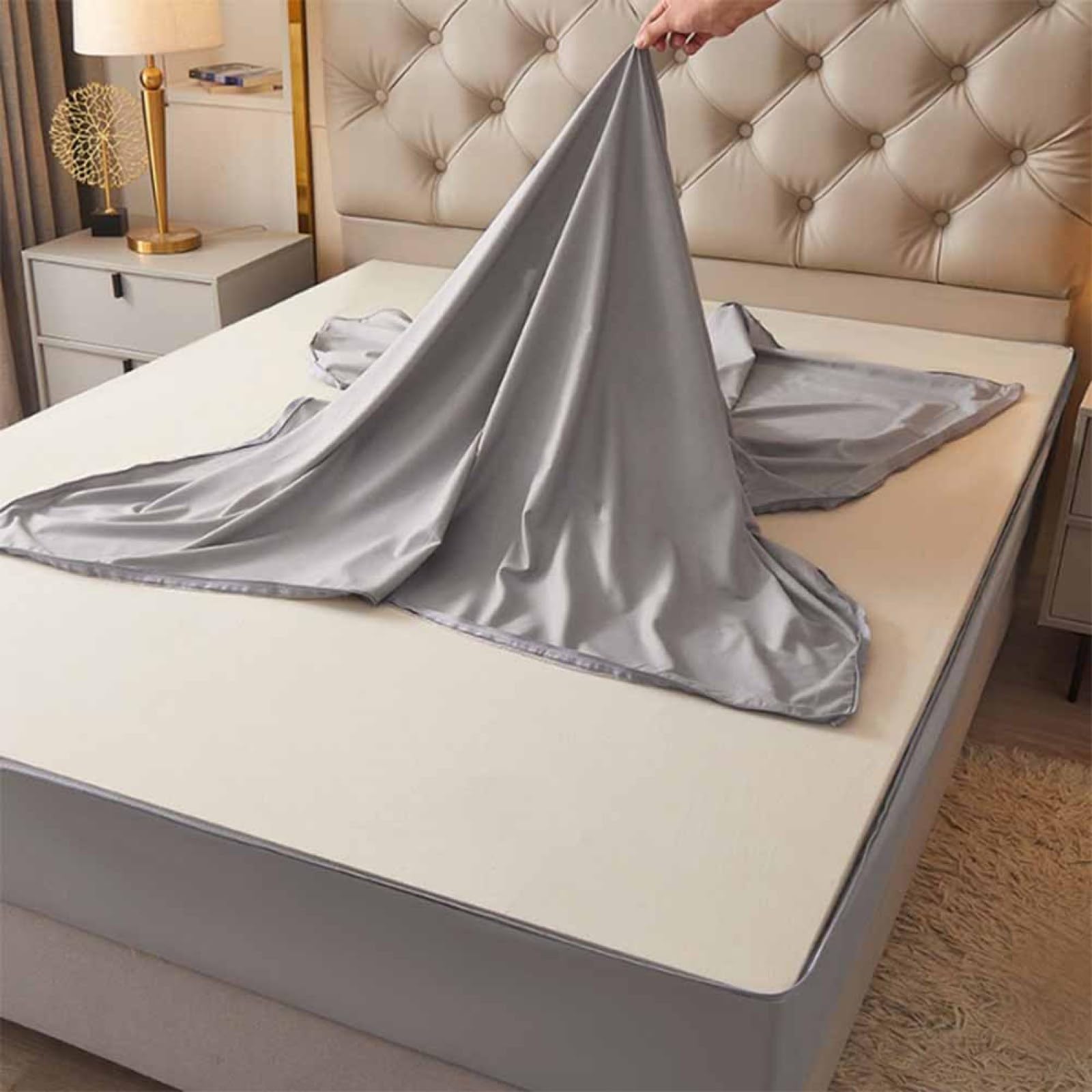 Coprimaterasso Impermeabile Con Cerniera - 200x220+25 Cm, Grigio, Traspirante, Protezione Massima - Foto 11