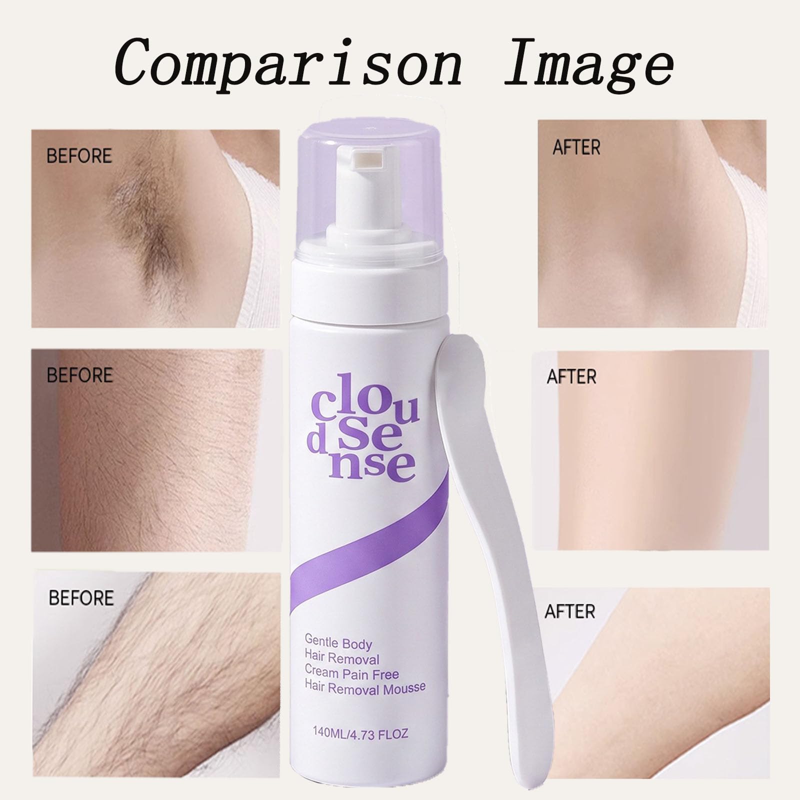 Kit Mousse per la Depilazione Liscia per Donne e Uomini, Bikini Indolore, Gambe, Ascelle, Depilatore ad Azione Rapida per Pelle Sensibile, Depilatore Delicato per il Corpo con Olio di Cocco (5 pezzi)