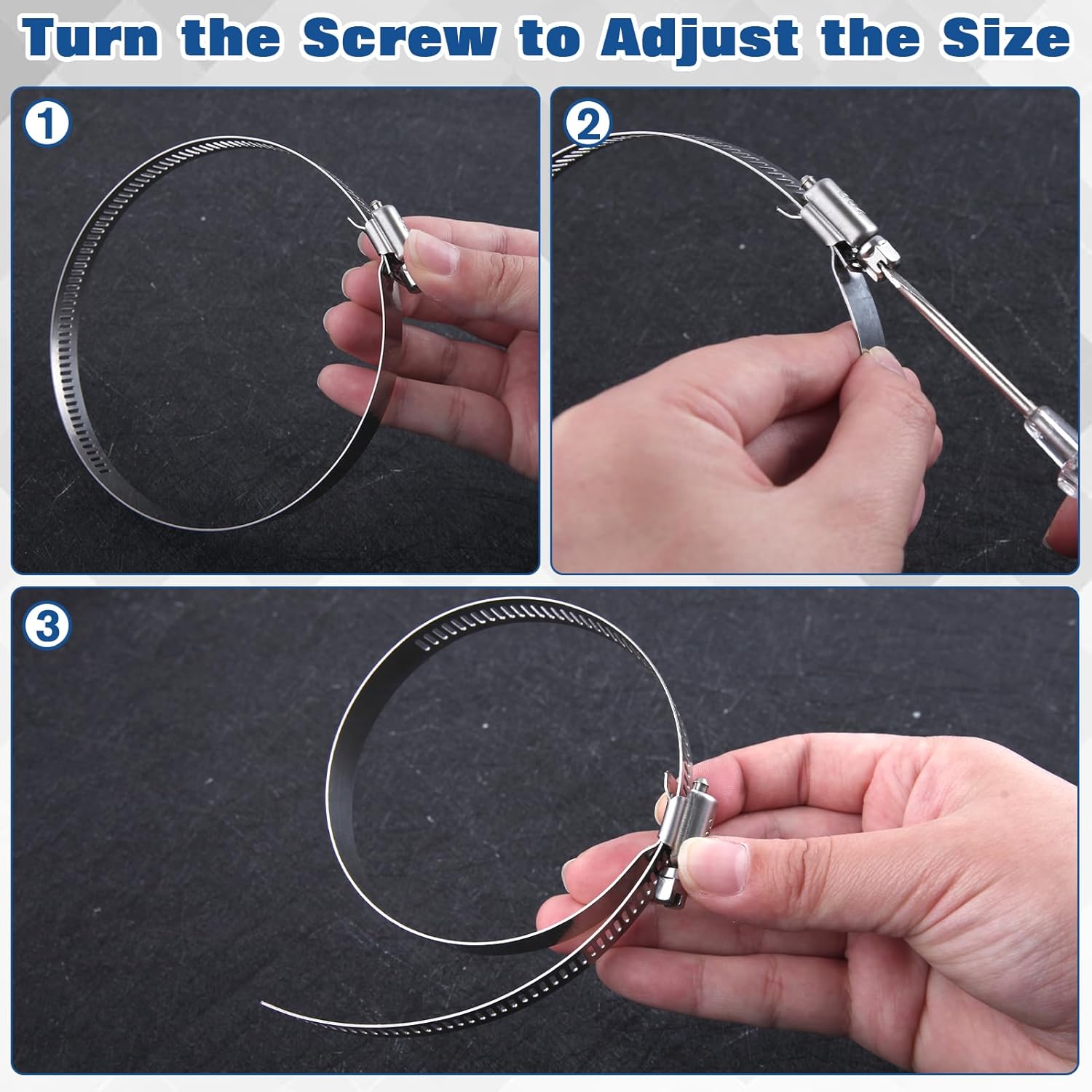 4 Pcs Adjustable 304 Stainless Steel Duct Clamps Hose Clamp Kit 91-114mm Worm Gear Pipe Hose Clamps Fuel Line Hose Clamps