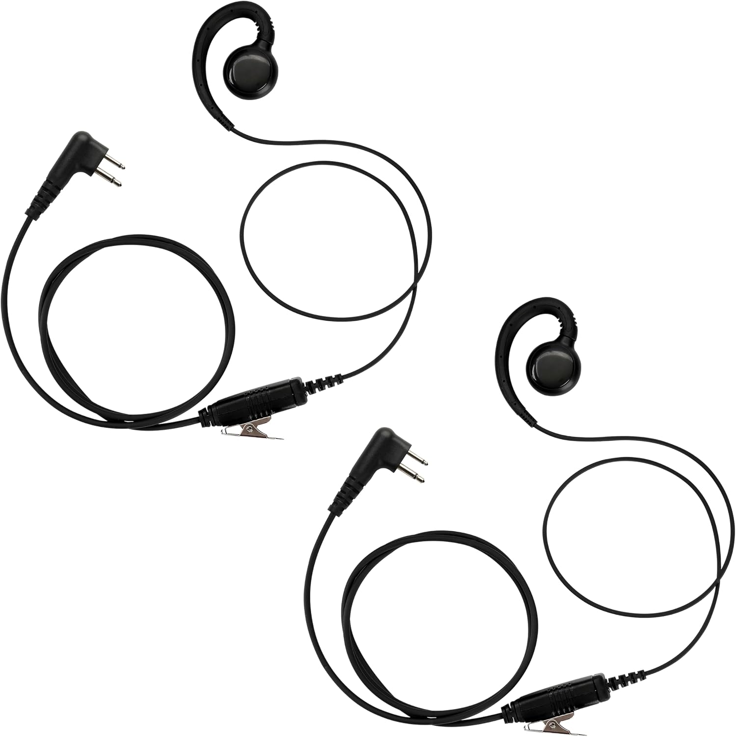 CP100d CP200 Radio Earpiece Compatible with Motorola BPR40 CLS 1110 1410 VL50 RDM2070D DLR1020 Walkie Talkie 2 Pin [C-Ring] Two Way Radio Surveillance Headset with PTT Mic (2 Packs)