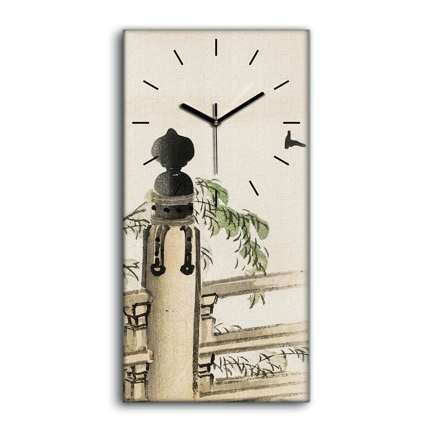 Horloge sur toile 30x60cm sans tic-tac motif branche et oiseaux art mural moderne
