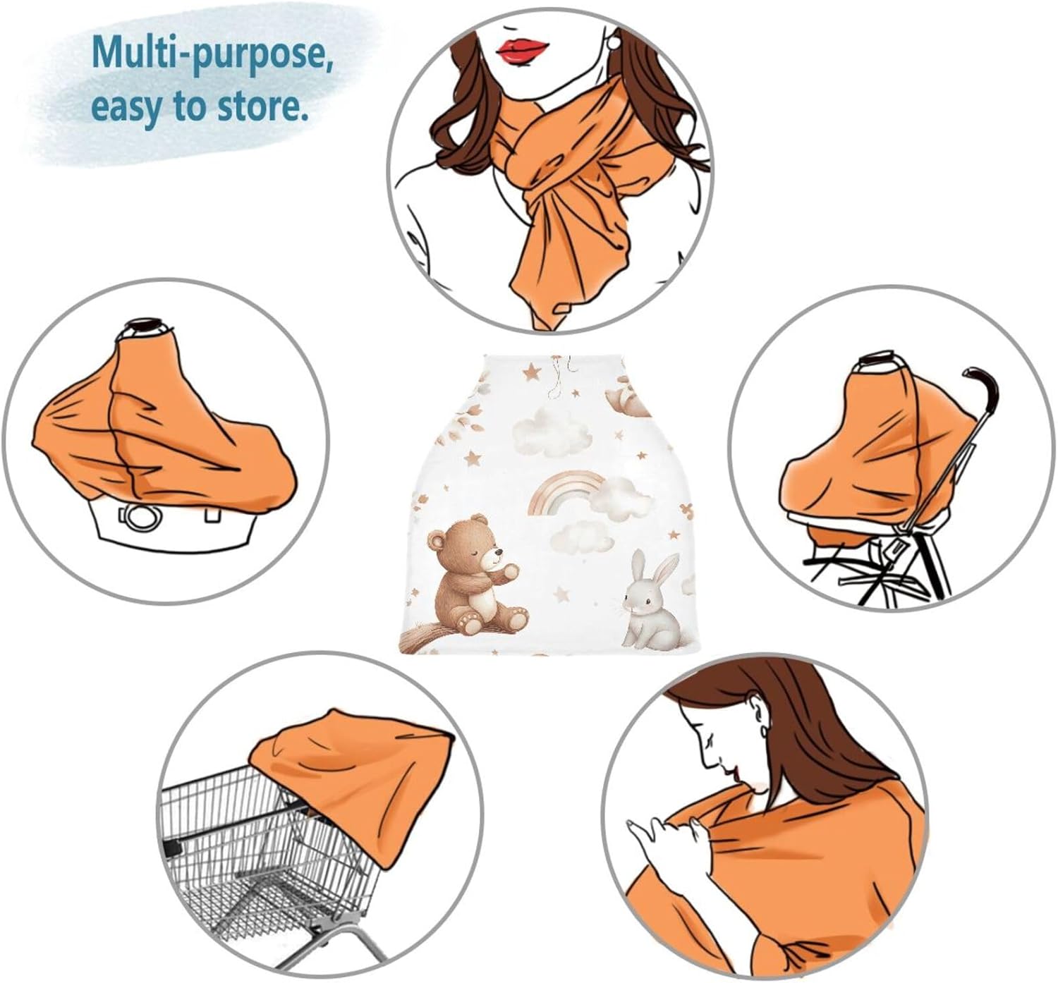 Lyeorm Cute Animals Car Seat Covers for Babies Breathable Nursing Breastfeeding Cover Multi-Use Infant Carseat Canopy and Stroller Cover for Boys Girls 8 71ldwcUPLbL. AC SL1500