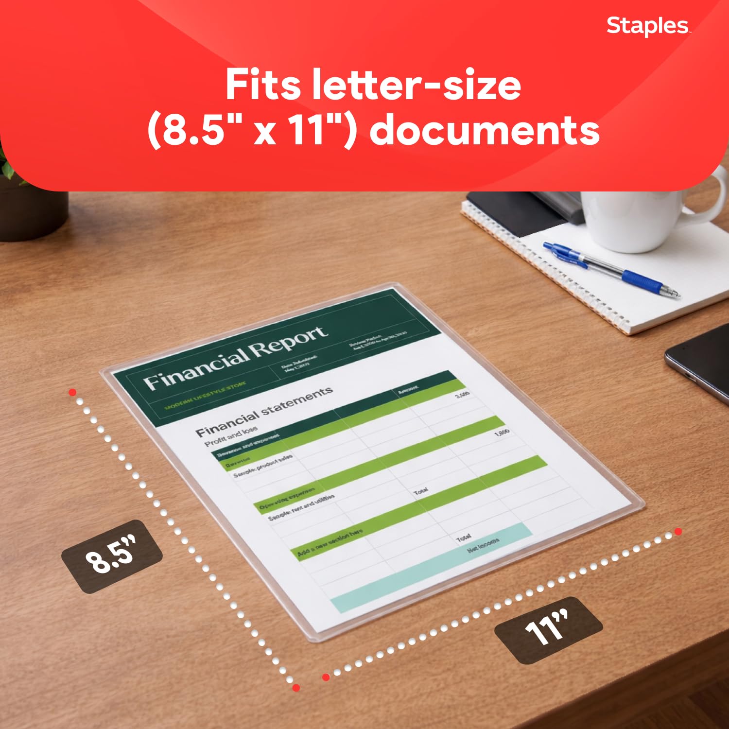 Staples Letter Size Thermal Laminating Pouches, 5 mil, 100 pack
