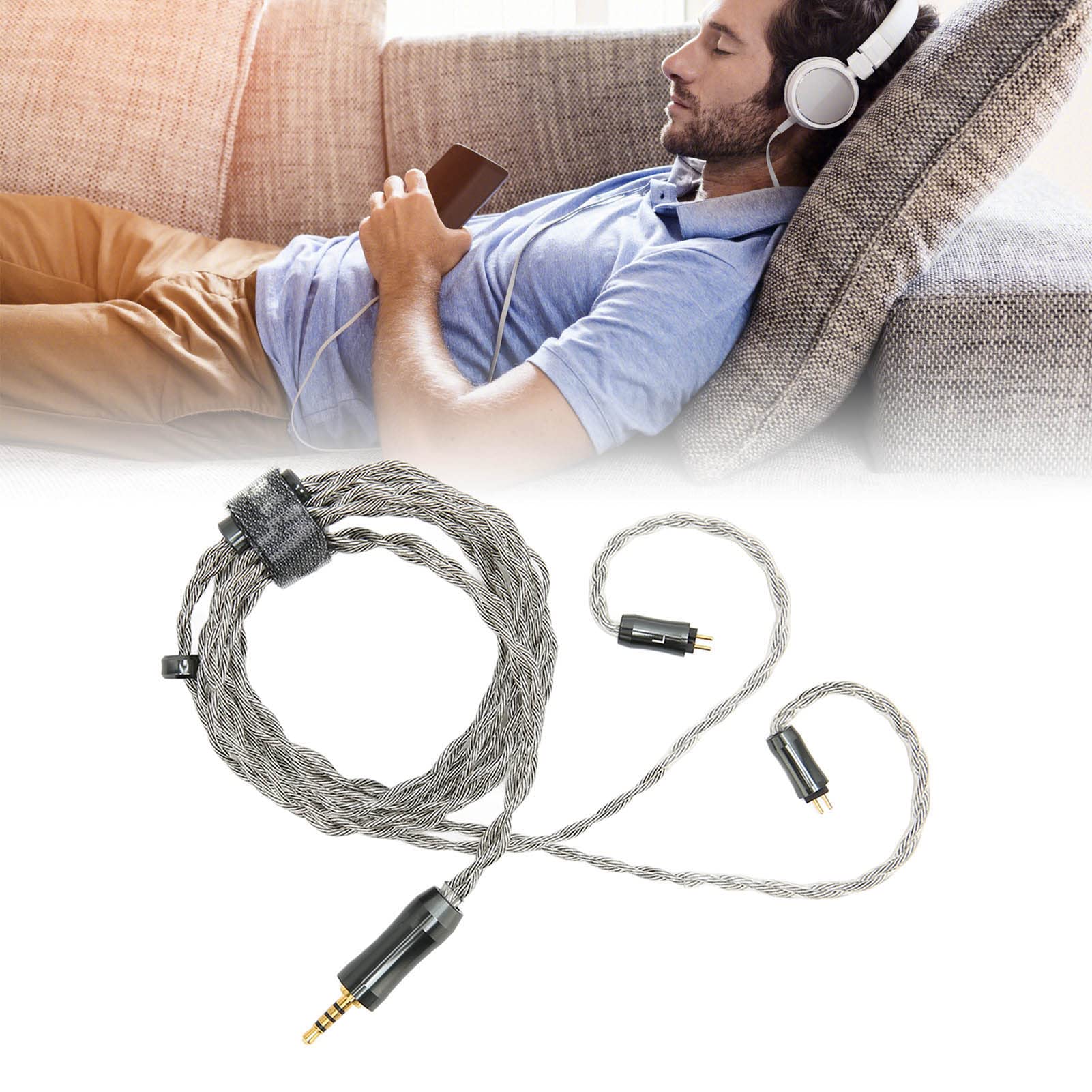 Câble de remplacement pour casque à 4 cœurs Remplacement de câble pour écouteurs à 2 broches avec prise de 2,5 mm 3,9 pieds