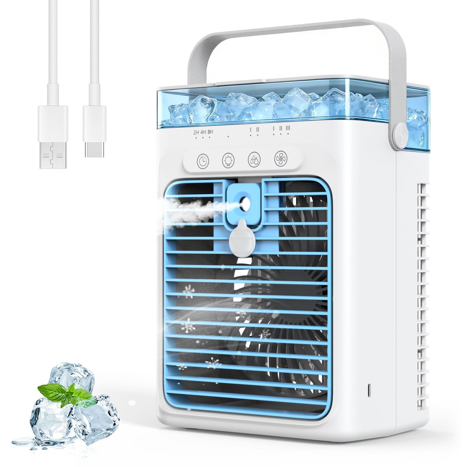 Quiet 3-Speed Personal Air Cooler with Aromatherapy & Humidification Features