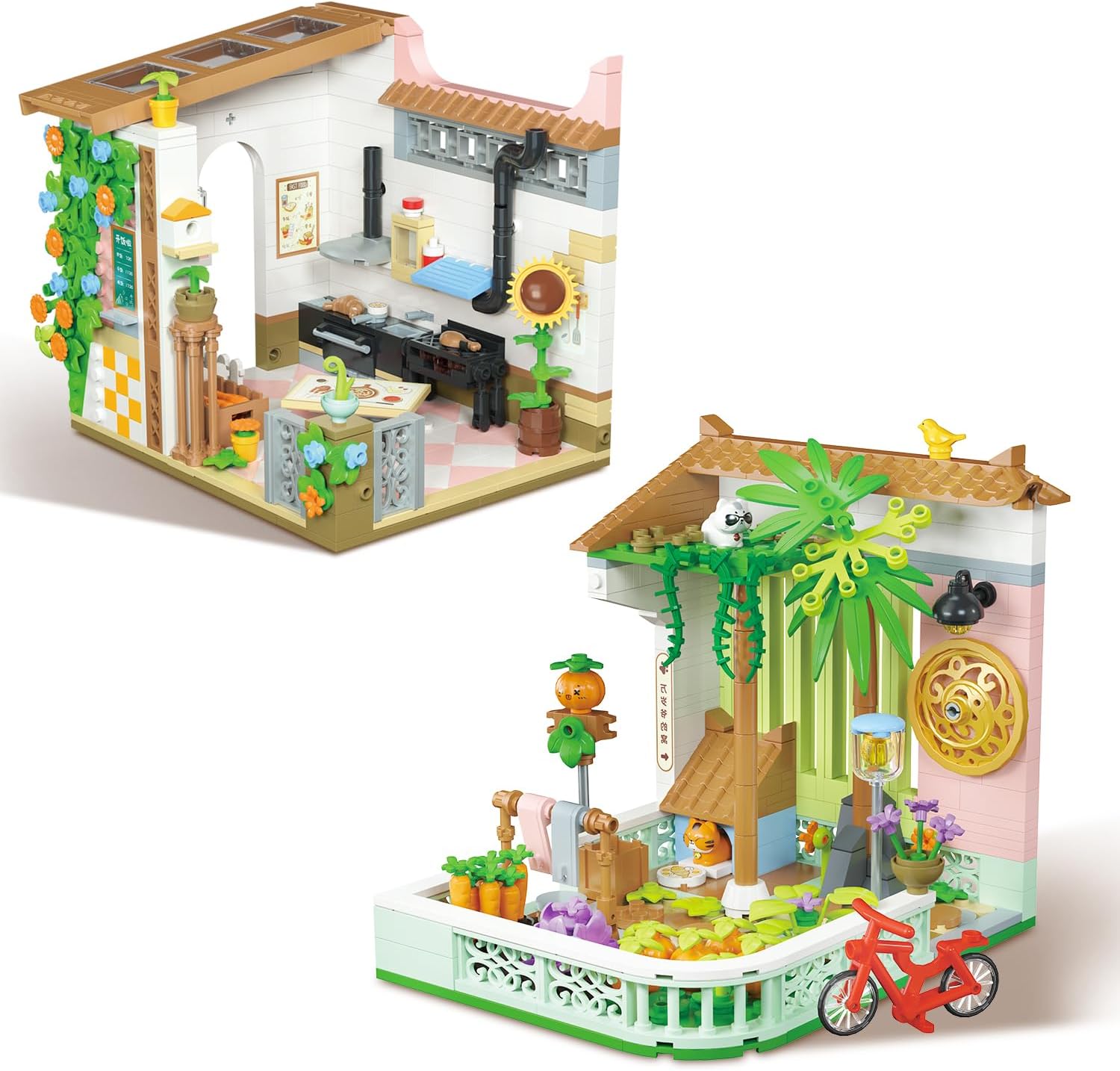 WinGift Flower House Building Set- Mini Building Blocks Set, Outdoor Courtyard and Home Kitchen Building Toys with Beautiful Gift Box,Top STEM Toy for Boys and Girls Ages 6+