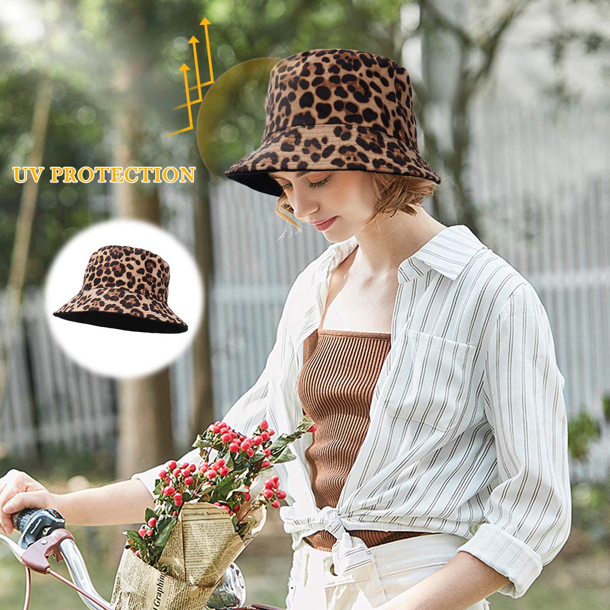 Feng Shui， Sombreros de Pescador para Mujer - Sombreros de Sol de Playa de Verano de algodón Reversible Sombrero de Pescador Plegable para Viajes Playa Senderismo Reino Unido