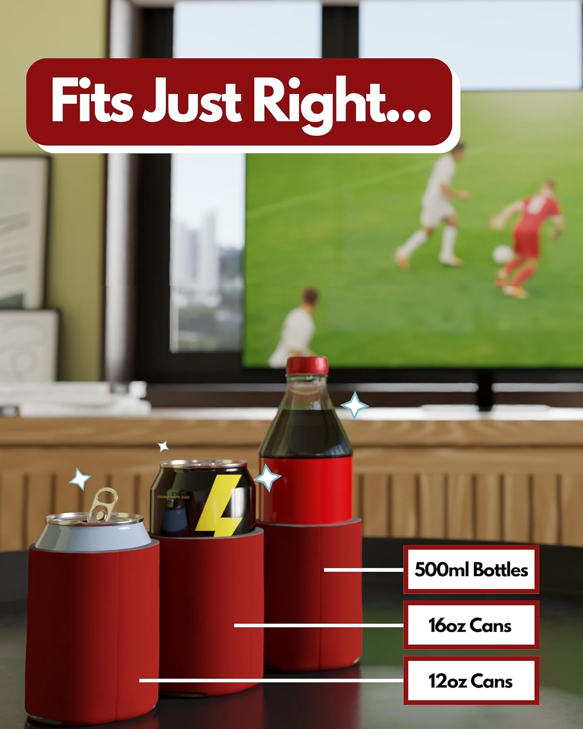 PartyPrints 100 Pack Red Blank Can Cooler Sleeves, Customizable Bulk Insulated Foam for Beer, Collapsible Plain Drink Holder, Cold Soda Insulator, 12oz Regular, 16oz Tall Cans - Image 4