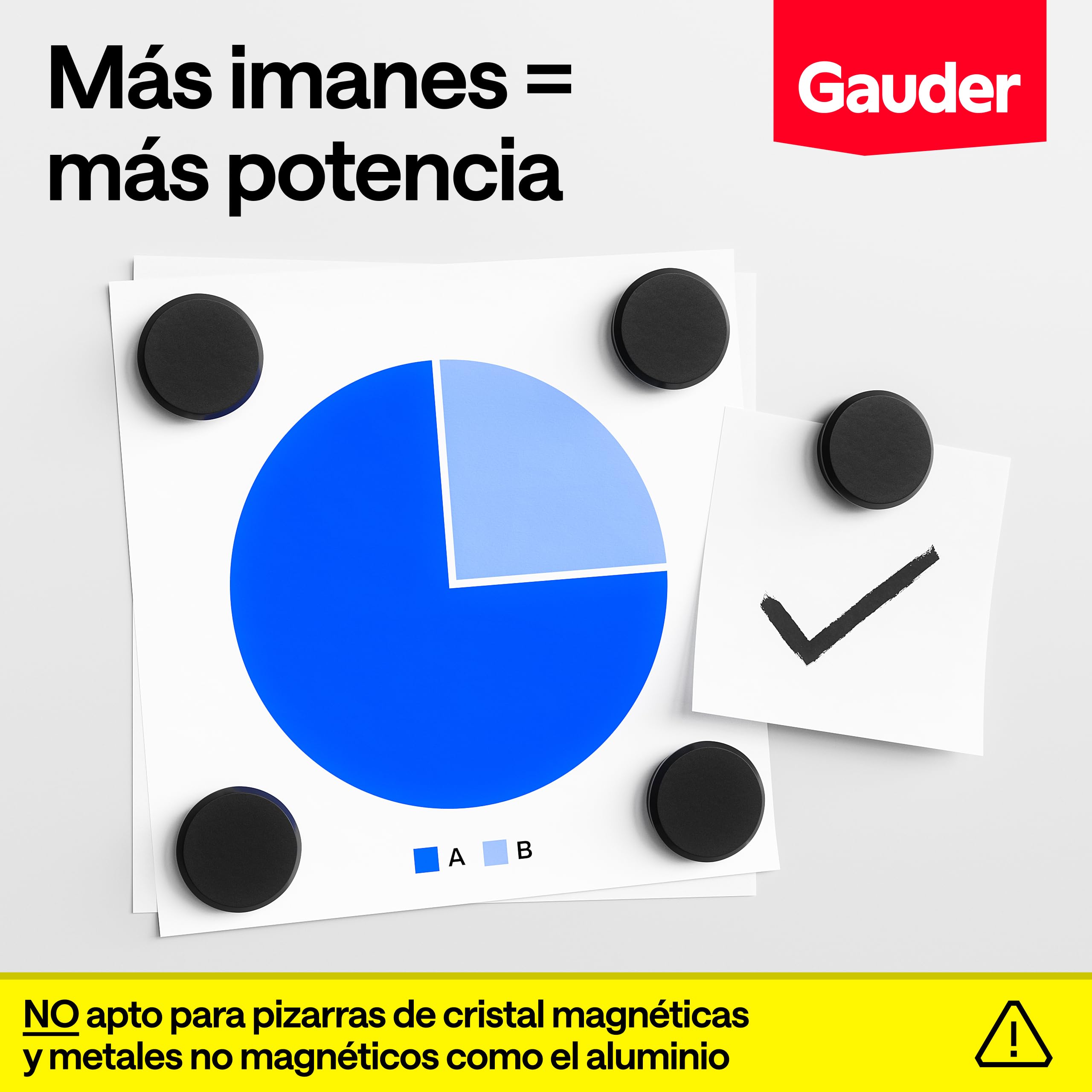 GAUDER Imanes para Pizarra Magnética - Imanes Redondos para Pizarra Blanca, Nevera y Oficina - Discos de Ferrita (31 x 10 mm - 24 Unidades - Negro)