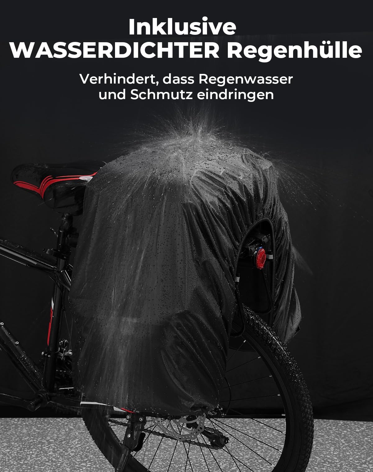 KEMIMOTO 3 IN 1 Gepäckträgertasche, Wasserdicht Fahrradtaschen für Gepäckträger, 52L Fahrradtaschen-Set mit Regenschutz, Multifunction Rucksack und Umhängetasche für e Bike MTB