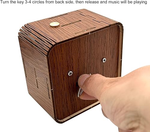 Miniatura 6 de Pursuestar Caja de música de madera 3D hecha a mano al tacto, luz nocturna LED, recargable de 3 colores, regalo musical para mujeres y hombres,