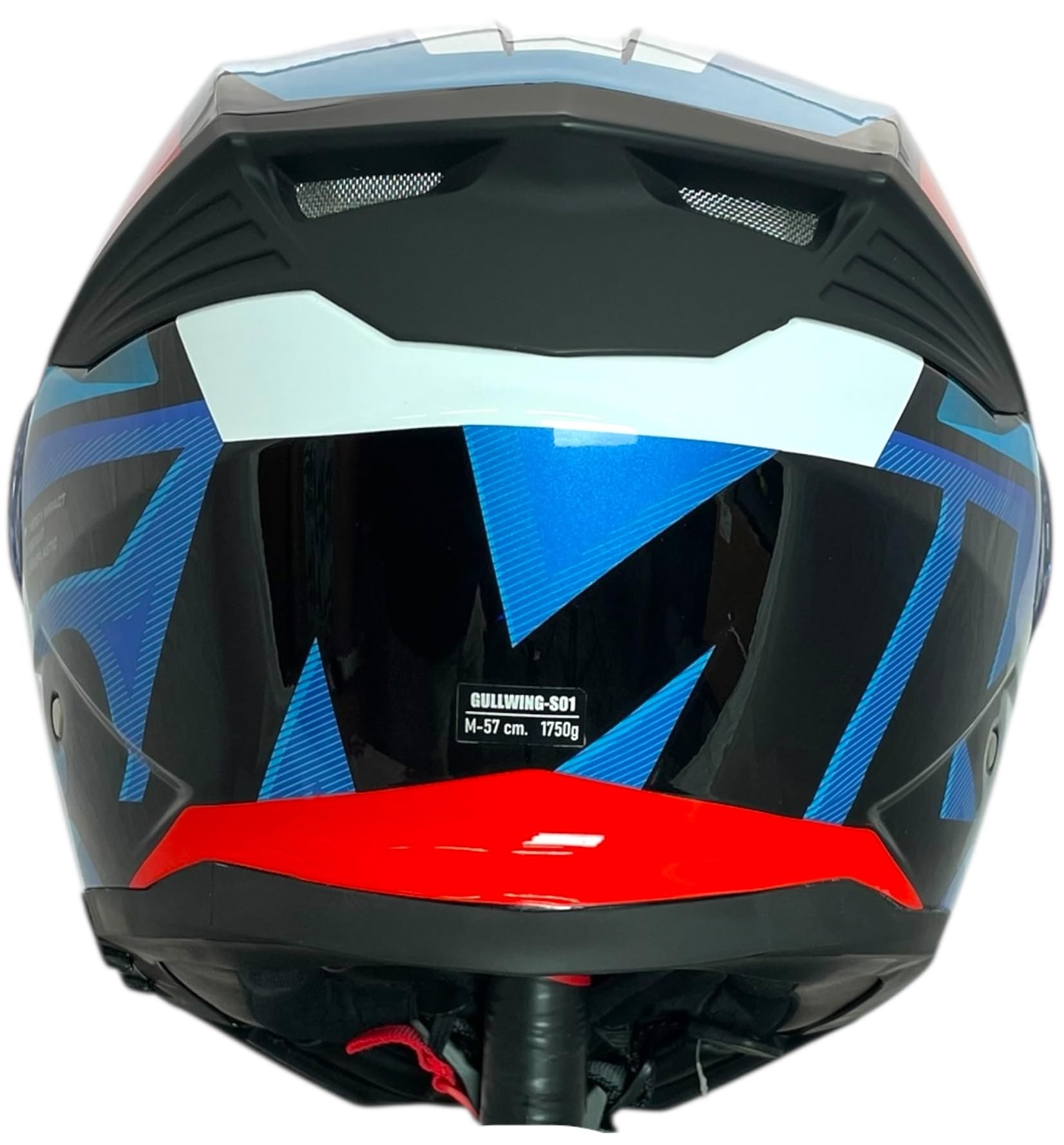 SMK Helmets Casco Modular GULLWING Venture Decorado Brillo Blanco, Rojo Y Azul GL253 22.06 con Doble Visor P/J (M 57/58)