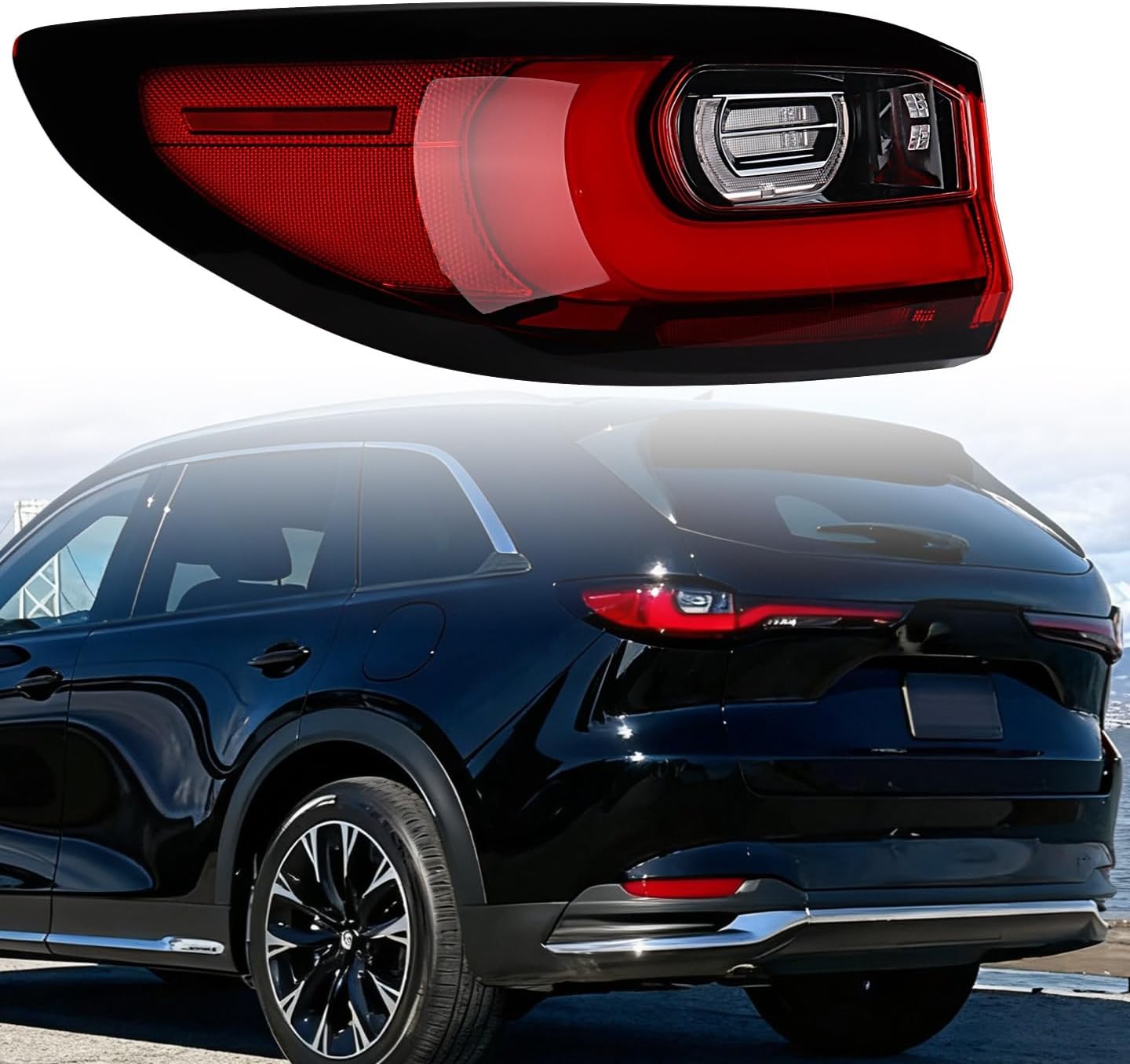 Astra Depot Left Outer Taillight LED Compatible for 2024-2025 Mazda CX-90 CX90 Driver Side - Running, Brake, Turn Signal Lamp - MA2804143, KMV751160, KMV7-51160