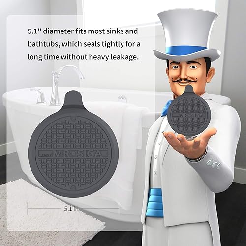 Miniatura 2 de MR.SIGA Tapón de silicona para bañera, tapón de drenaje para ducha, fregadero, 5.1 pulgadas de diámetro, paquete de 3