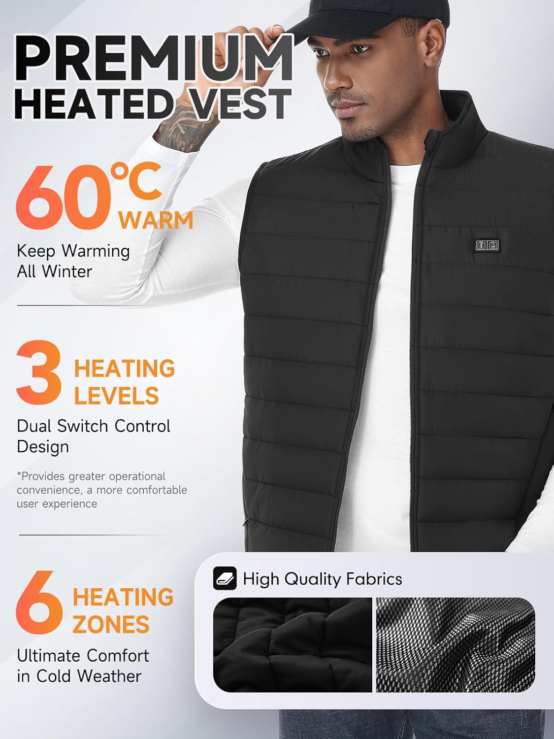 LABEWVI Heated Vest for Men Women with Battery Pack 5V 10000mAh, Rechargeable Heating Electric Lightweight Vest - Image 2