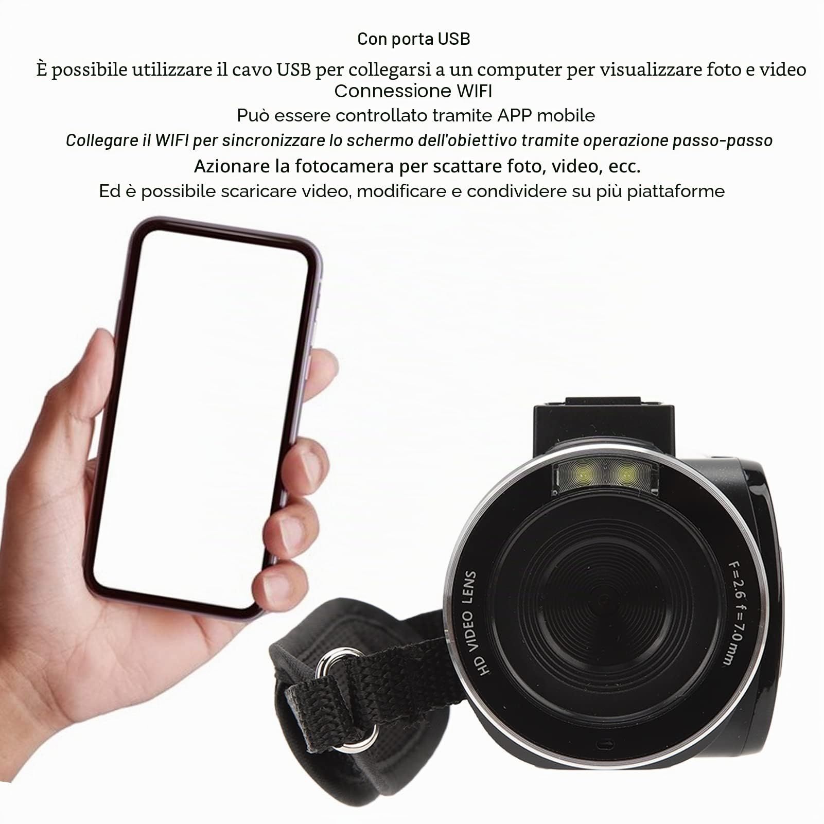 ciciglow Videocamera Digitale HD 4K, 48MP, Zoom 18X, Touch Screen 3.0 Pollici, WiFi, Telecomando, Batteria 1500mAh