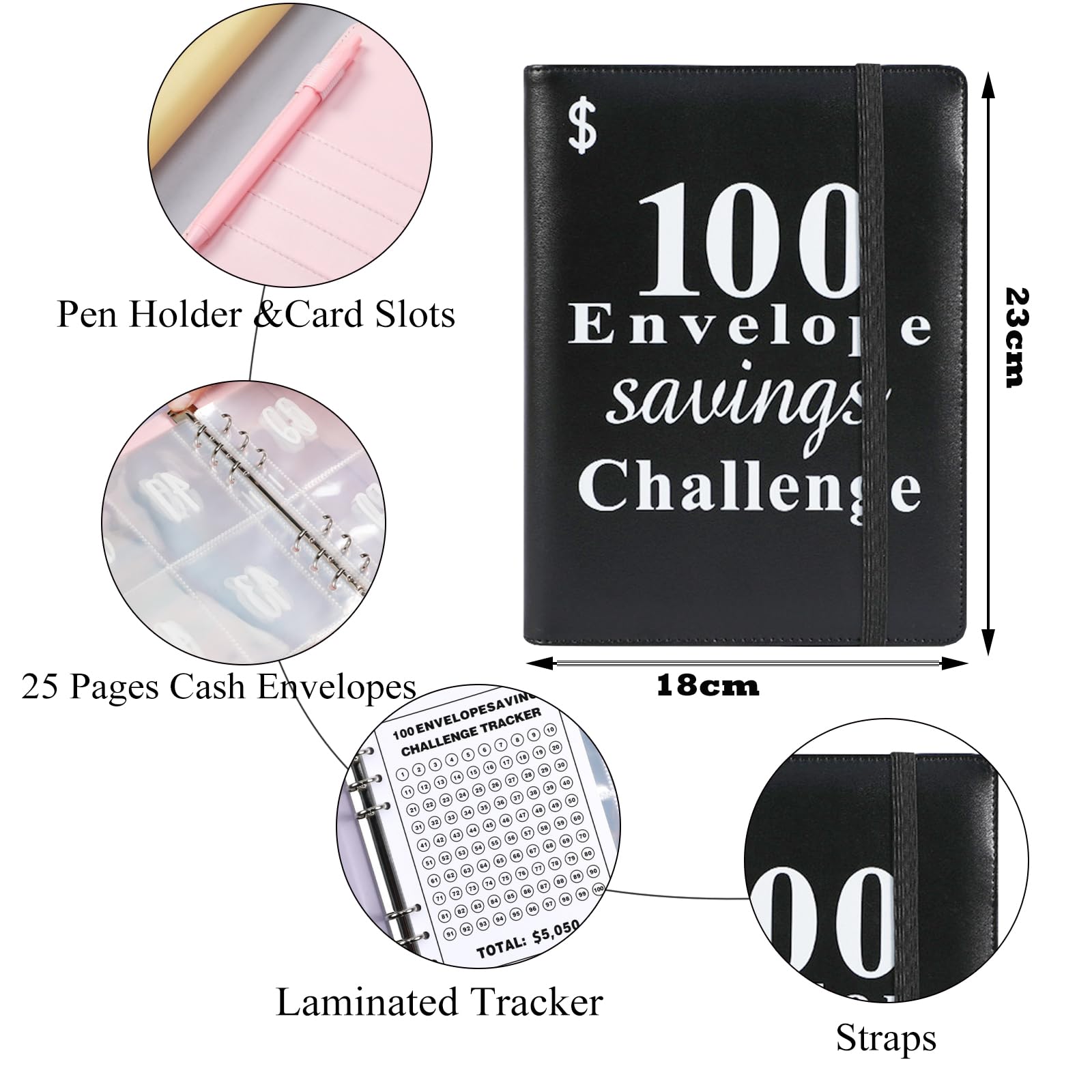 Raccoglitore Risparmio 100 Buste | Sfida Risparmiare $5050 | Formato A5 | Copertina Viola | Impermeabile