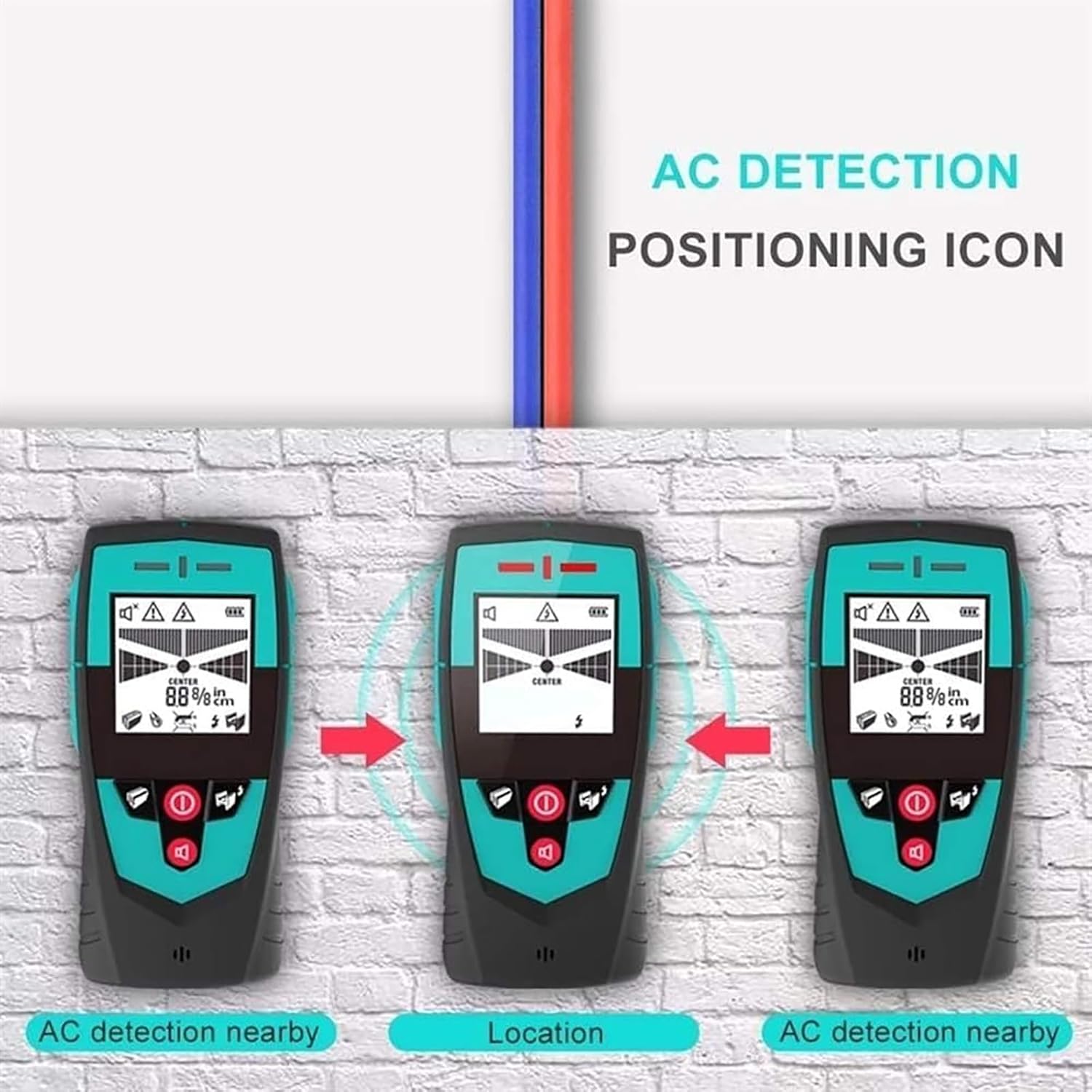 3 in 1 Multifunction Stud Detector, Wall Scanner Wood Stem Wall Wire TesterWith HD LCD Display and Audio Alarm, Accurate and Fast Location for The Center and Edge of Metal, Studs, AC Wire