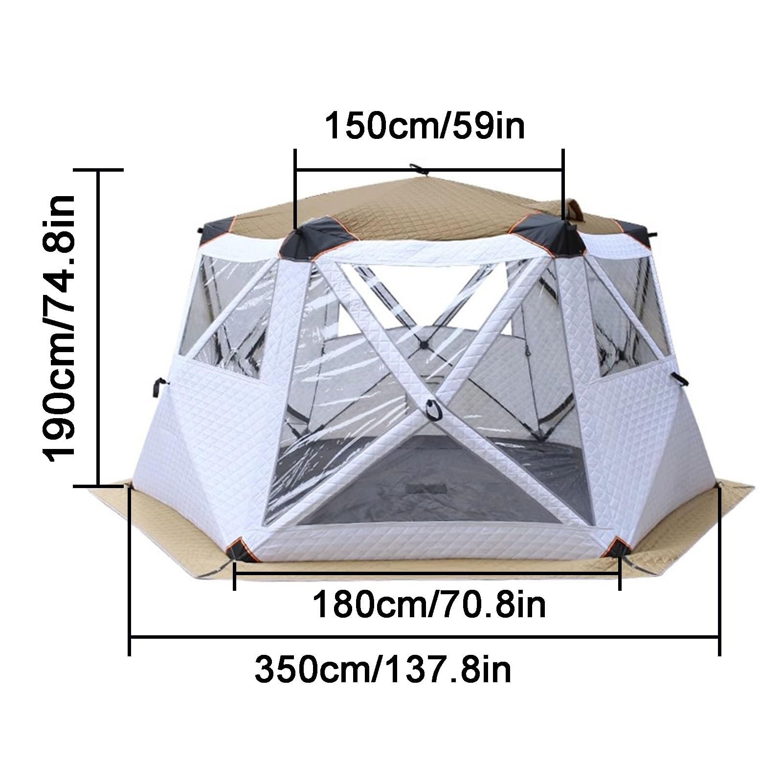Ice fishing tent Namiot wędkarski pod lodem dla 4-6 osób, przenośny, z wyjmowaną matą podłogową, idealny na piesze wędrówki