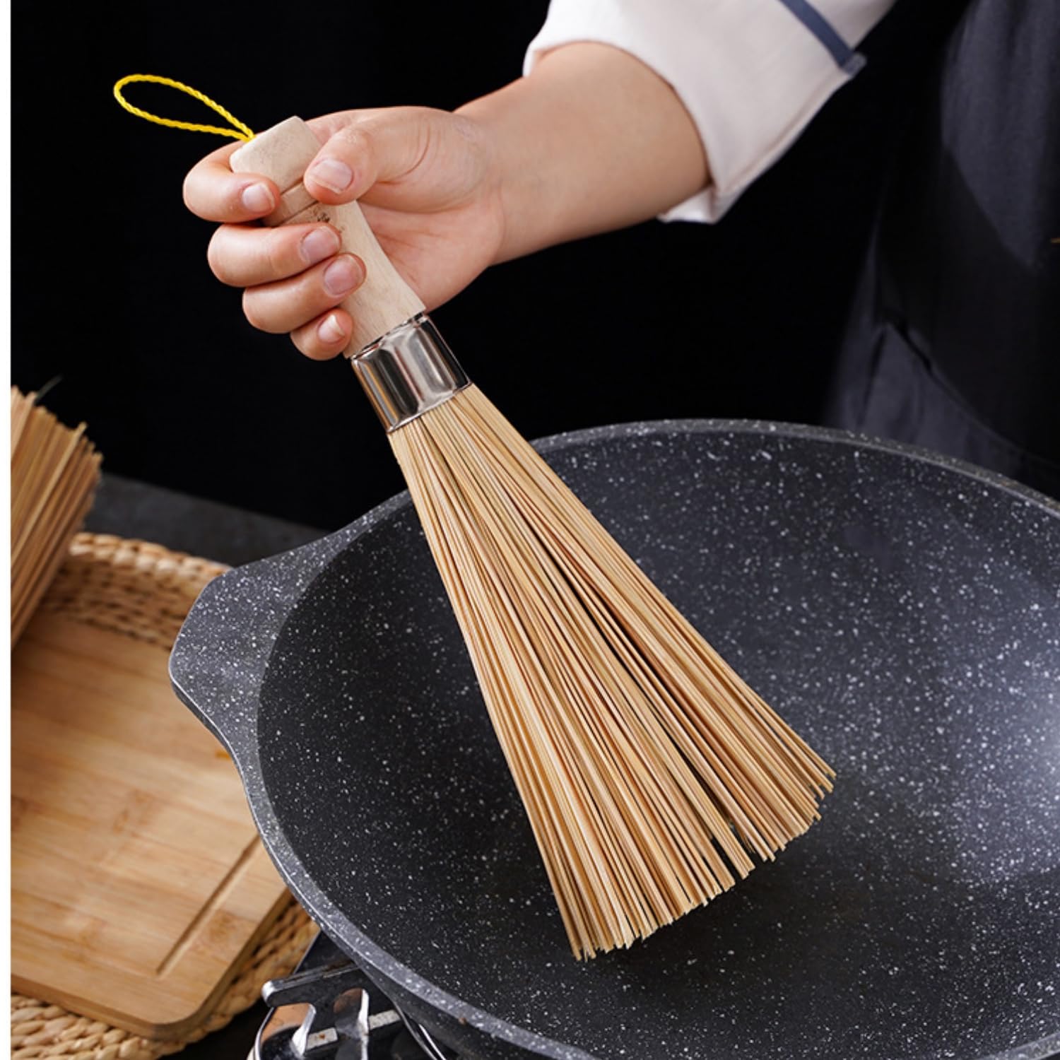 Zestaw 2 sztuk szczotek do czyszczenia wok, szczotka do warzyw, szczotka do mycia naczyń, talerzy i sztućców