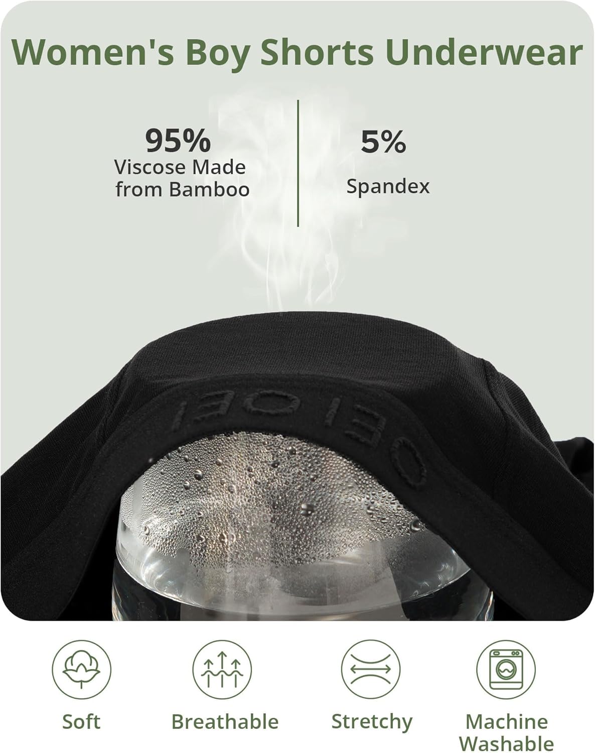 Women's Boyshorts Underwear Moisture Wicking Boxer Briefs Bamboo Viscose Soft Stretch Panties 3 Pack - Image 4