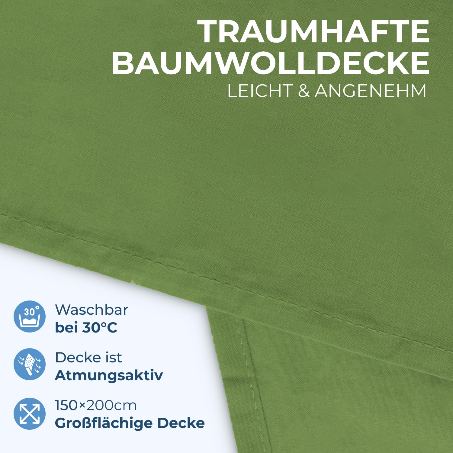 STYNGARD Ultraleichte Reisedecke kleines Packmaß aus 100% Baumwolle - Campingdecke leicht & dünn [150g] - Reisedecke Flugzeug atmungsaktiv [150 x 200cm] Modell Garda