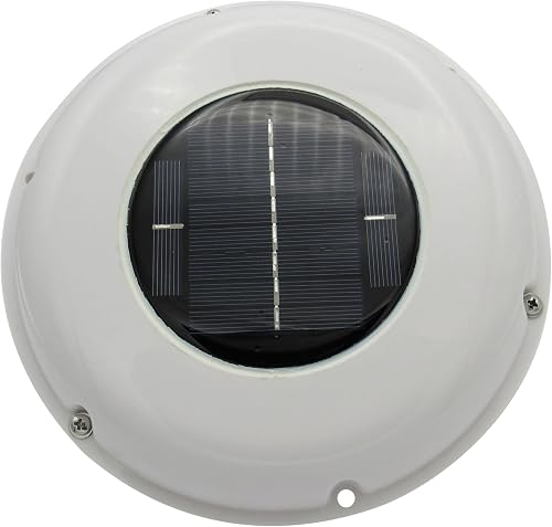 Solar powered ventilation extractor fan, round unit with solar panel