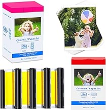 Cruxer Compatible for Canon Selphy CP1500 CP1300 Ink and Paper 4x6 KP 108in 36in Ink Paper Set for Cannon Selphy CP Photo Printer CP910 CP1000 CP1200 CP900 CP780 CP760, 144 Sheets 4 Ink Cartridges