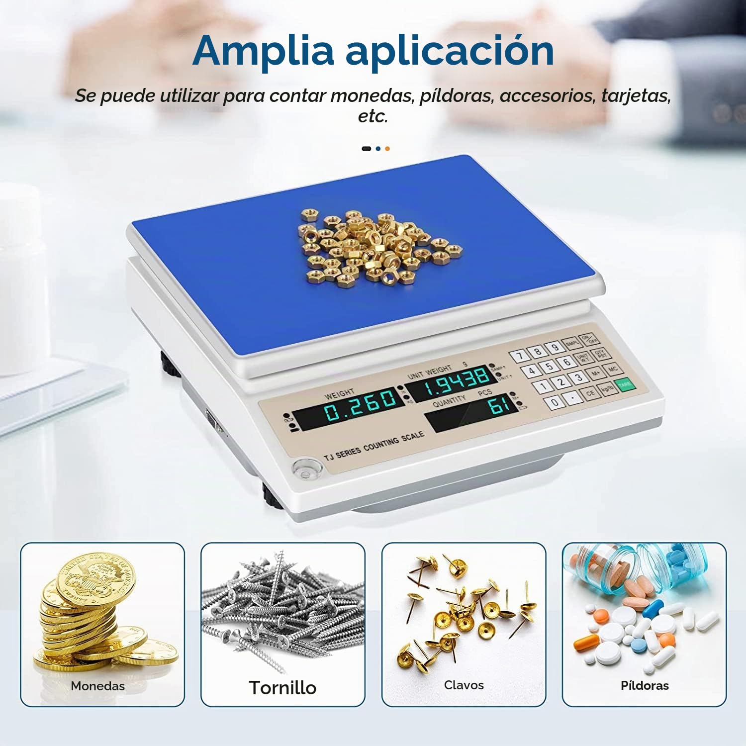 Bonvoisin - Báscula digital industrial de conteo 3-15kg / 0.1-1g, conversión de unidades kg/lb (30kg/66lb, 1g/0.0022lb)