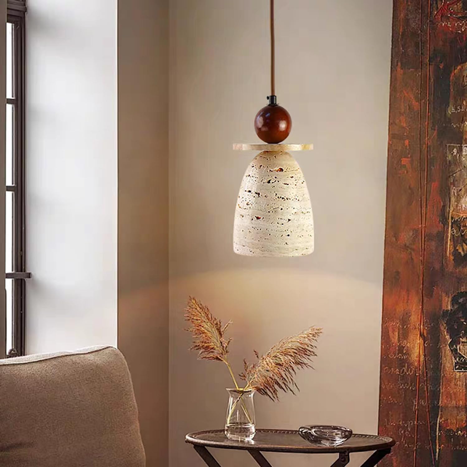 Lampada a sospensione artistica in legno chiaro a