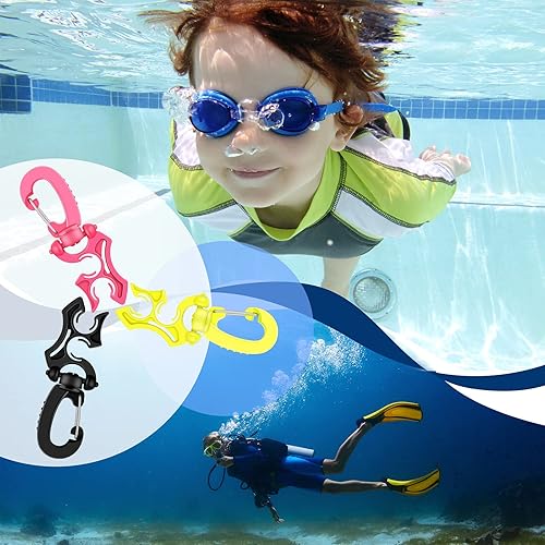 Miniatura 7 de Zhanmai 6 piezas de clip de soporte de manguera doble para buceo, clip de manguera BCD y accesorios de equipo de esnórquel con hebilla de gancho a