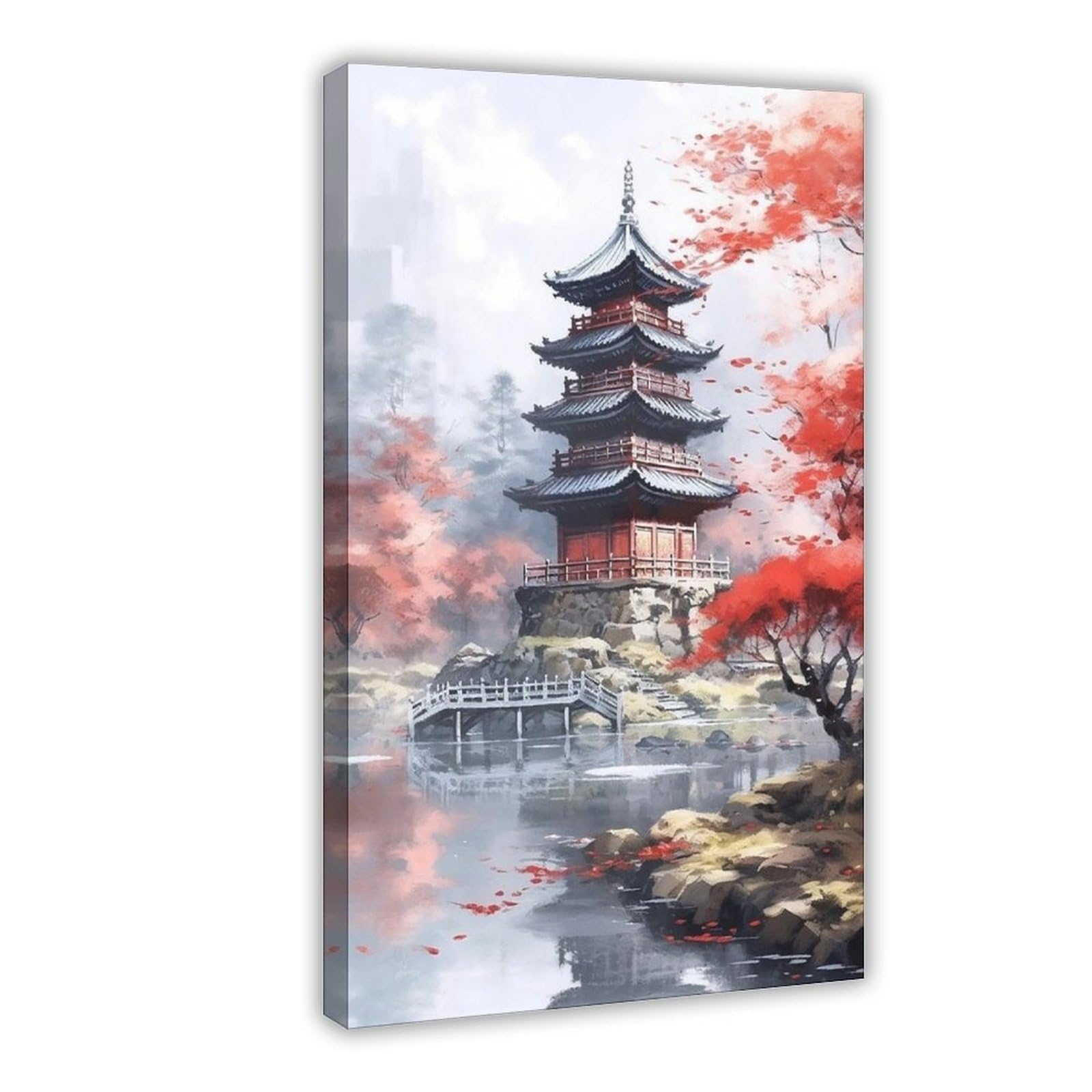 Utgn Tranquil Japanese Landscape Art Canvas Poster Wall Art Print Picture Paintings 12X18inch(30X45cm)