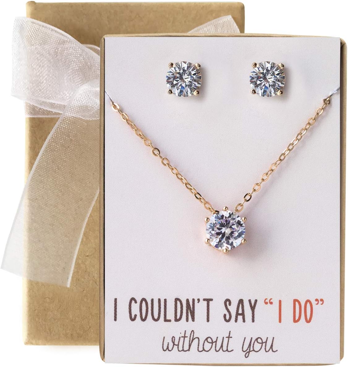 A+O Bridesmaid Gift - Cubic Zirconia Earring and Necklace Set