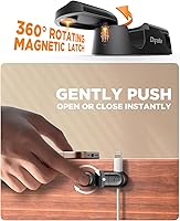 Vista 2 de Magnetic Cable Clips - Chfeila 4Pack [Dual Slot] [360°Rotating & Twist-Lock] Cord Management, Adhesive Phone Charging Keeper, Wire Organizer Holder