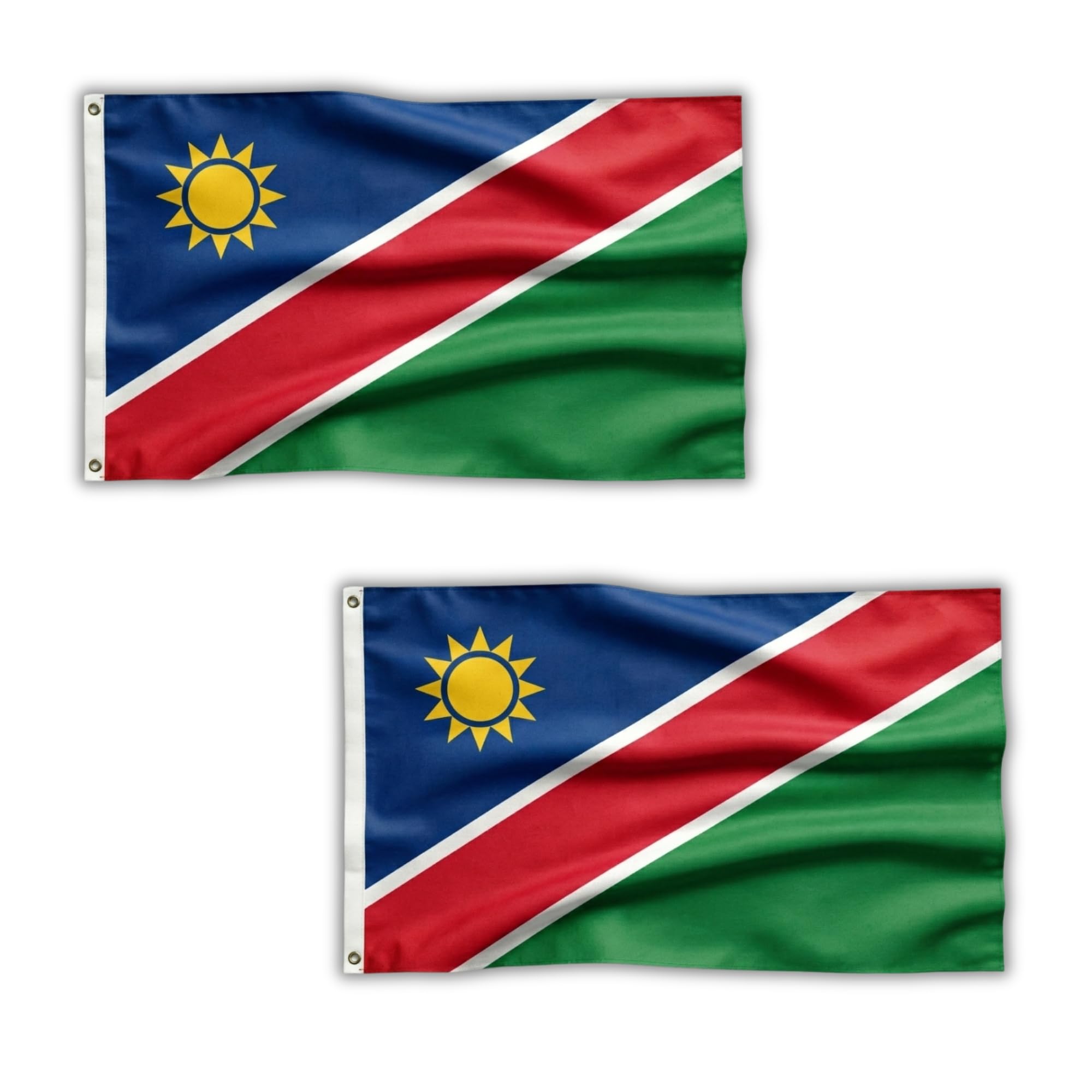 2 Pcs Namibia Flag 5ft x 3ft with Brass Eyelets – Polyester Namibian Flag Banner for Sports Events, National Celebrations, Home & Garden Display