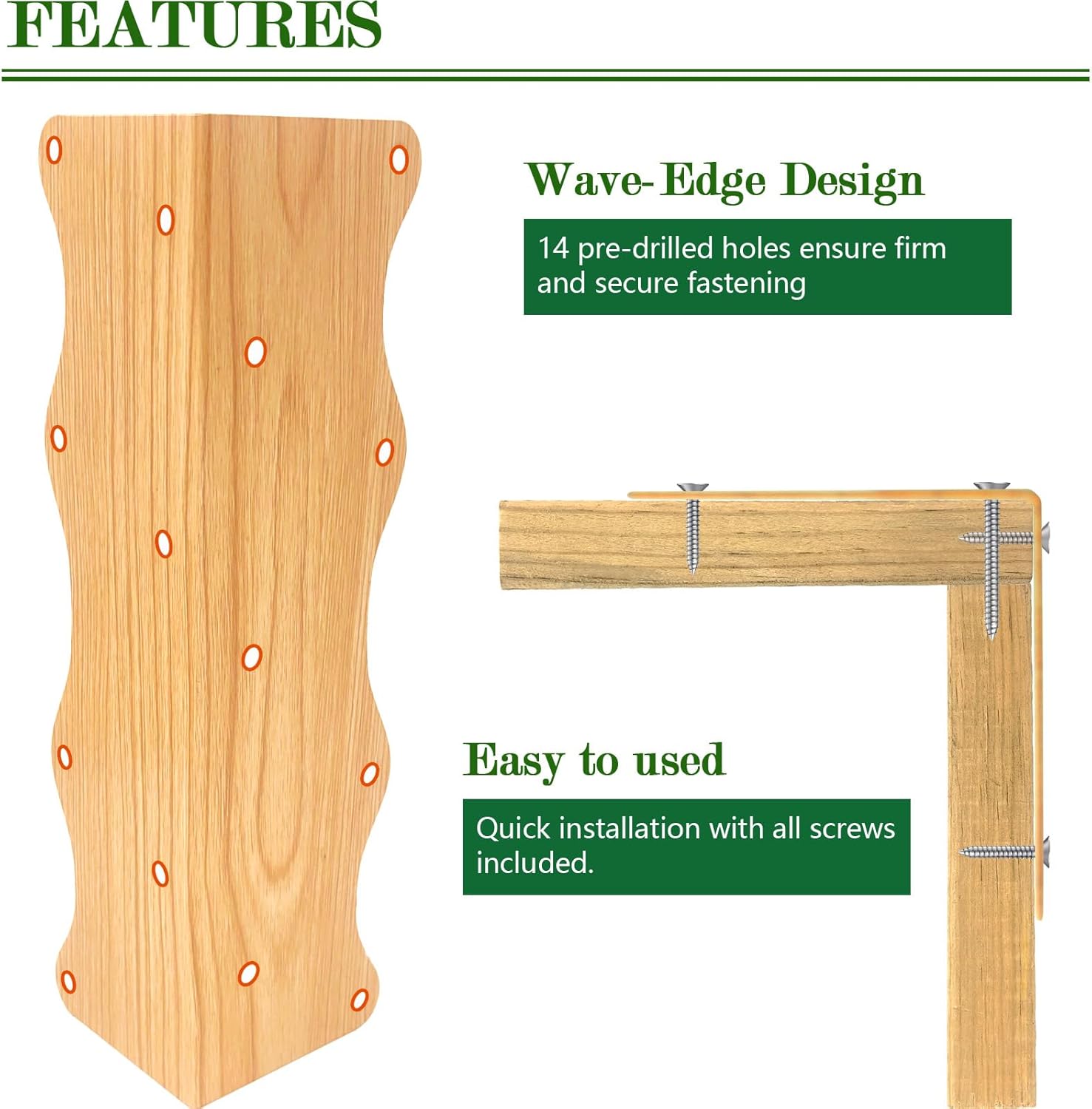 8-Pack Wood Grain Raised Garden Bed Corner Brackets, 11"x3"x3" Metal Corner Supports with Screws, Heavy-Duty Wave Edge Connectors for DIY Wooden Planter Boxes