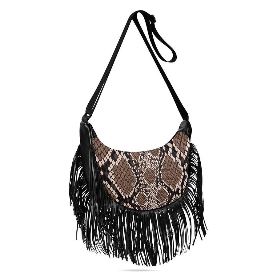 Amazon.com: Snake-skin-pattern Women Tassel Fringe Shoulder