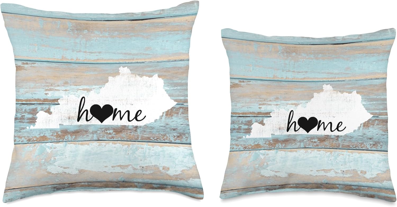 Kentucky Rustic Home Pride US State Distressed Look Throw Pillow