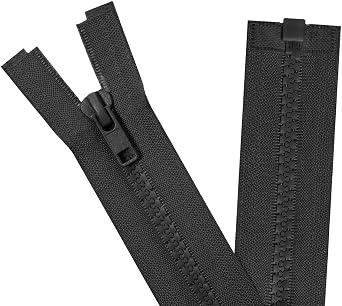 Sawoake 2PCS #5 38 Inch Separating Jacket Zippers for Sewing Coats Jacket Zipper Black Molded Plastic Zippers Bulk Tailor DIY Sewing Tools for Garment/Bags/Home Textile