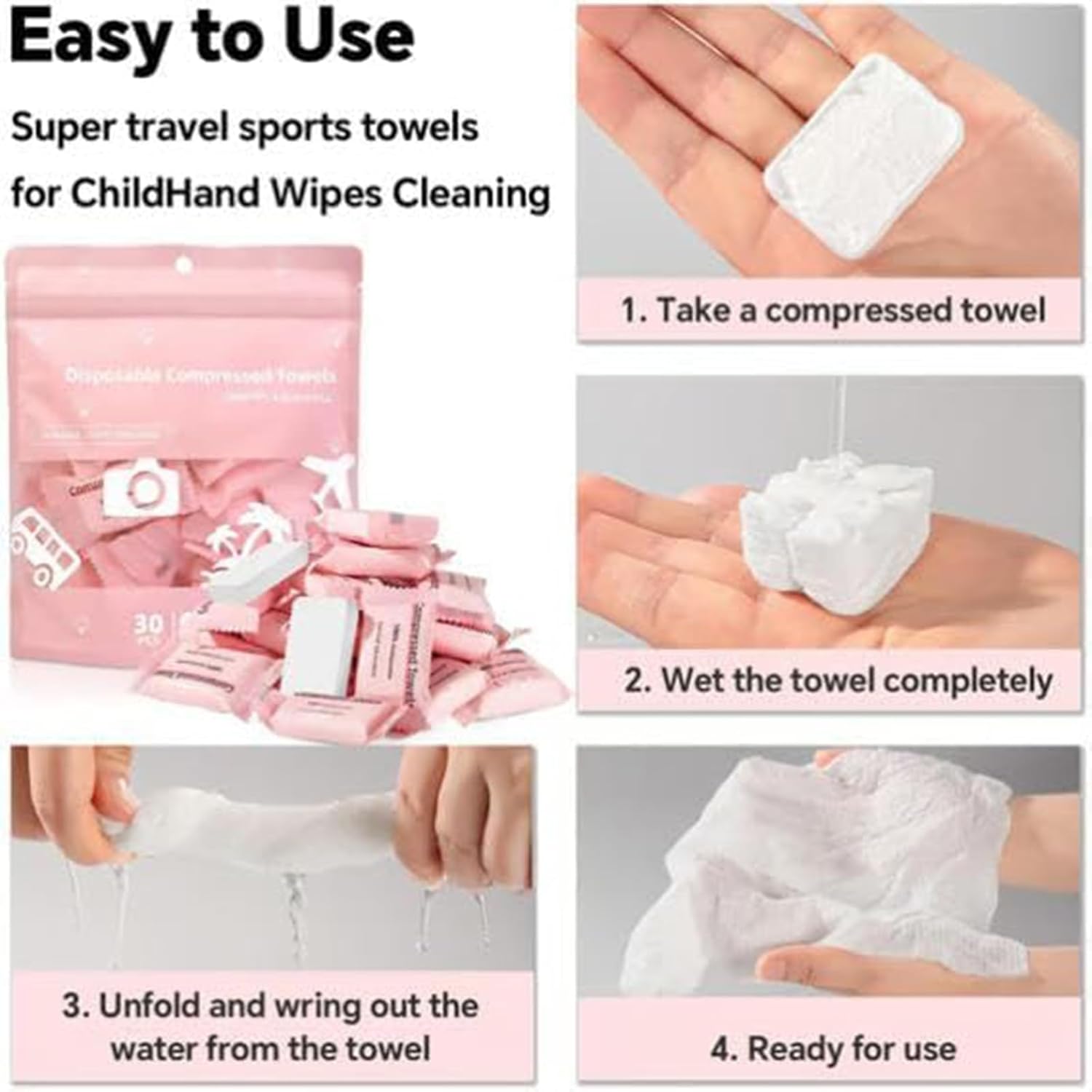 Disposable Compressed Towels, Compressed Towel Tablets, Portable Washcloth Reusable, Highly Absorbent for Travel Camping Hiking Outdoor (120pcs)