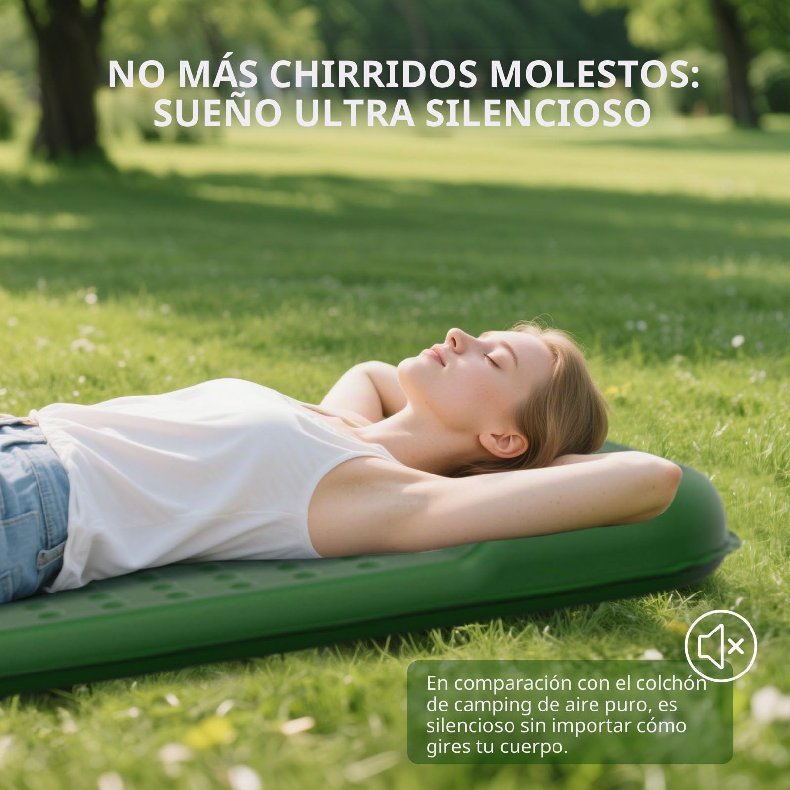 HiiPeak Colchoneta de dormir con memoria, 6,5 cm de espuma compacta con almohada, colchón de camping aislado de valor R 9,5, fácil de inflar y desinflar, tapete inflable para mochileros, senderismo