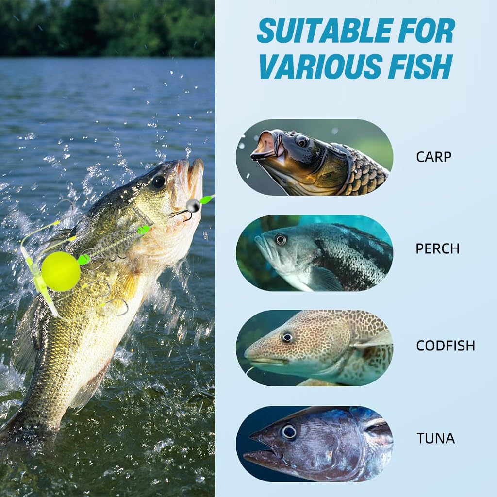 PROBEROS Fishing Bait Feeder Rig with Float, 4 Carbon Steel Hooks 4