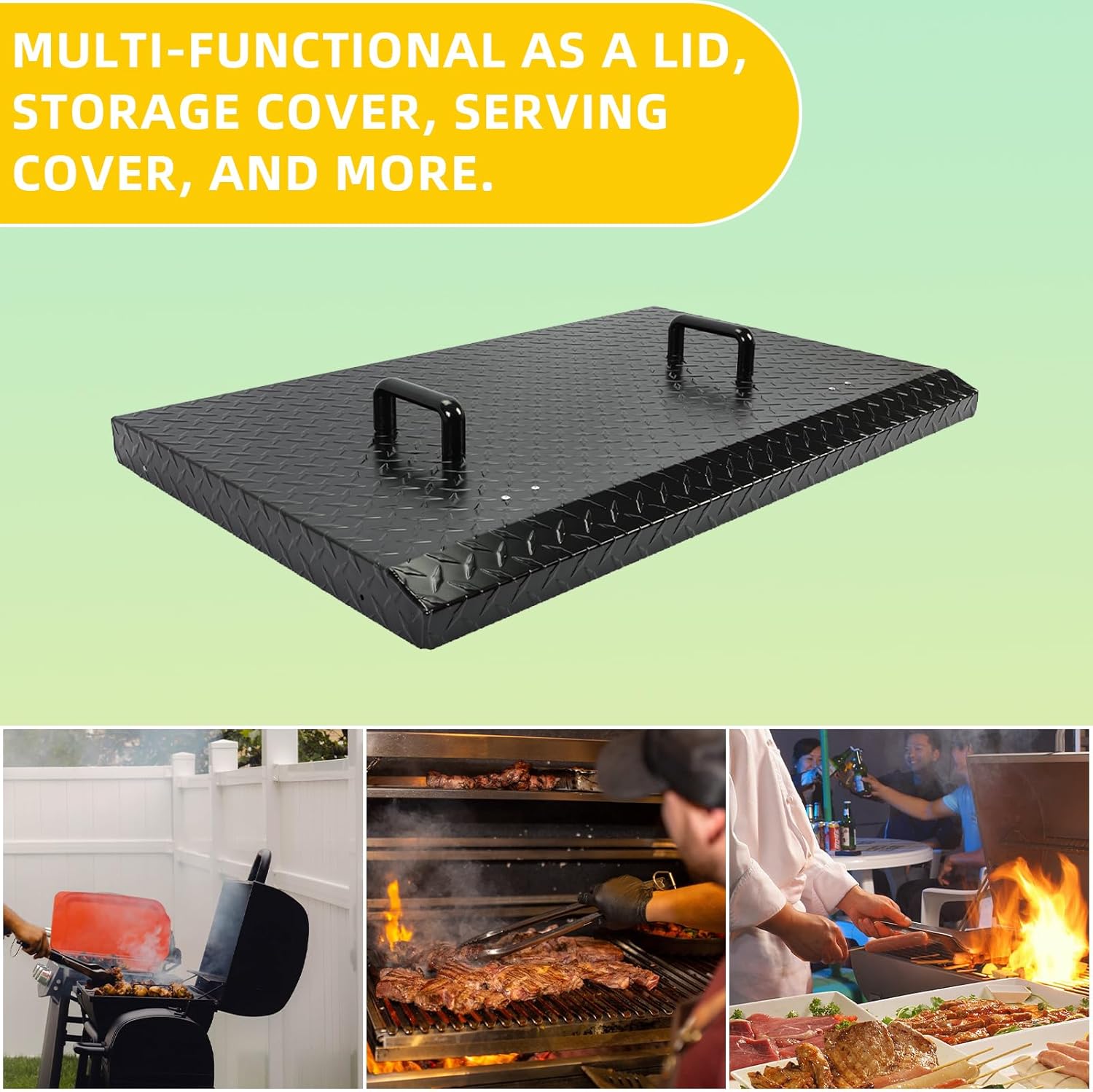 HECASA Griddle Hard Top Lid Black Grill Cover with Handle Outdoor Home BBQ Hood for 36" Front or Rear Grease Griddle 36 Inch