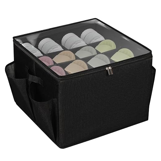 Shoe Organizer for Closet, Fits 16 Pairs, Large Shoe Box Storage Containers with Clear Lid, Foldable Adjustable Dividers for Shoe Storage, Space Saving Shoes Holder with Handles (Beige)