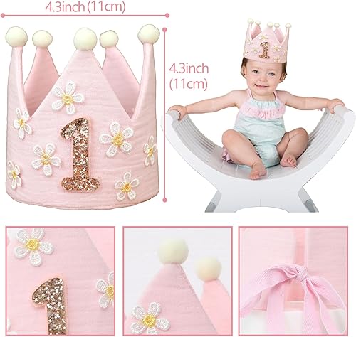 Miniatura 8 de Juego de decoración de primera fiesta con diseño de margaritas bohemias para silla de bebé, decoración de primera fiesta con adorno de pastel hecho