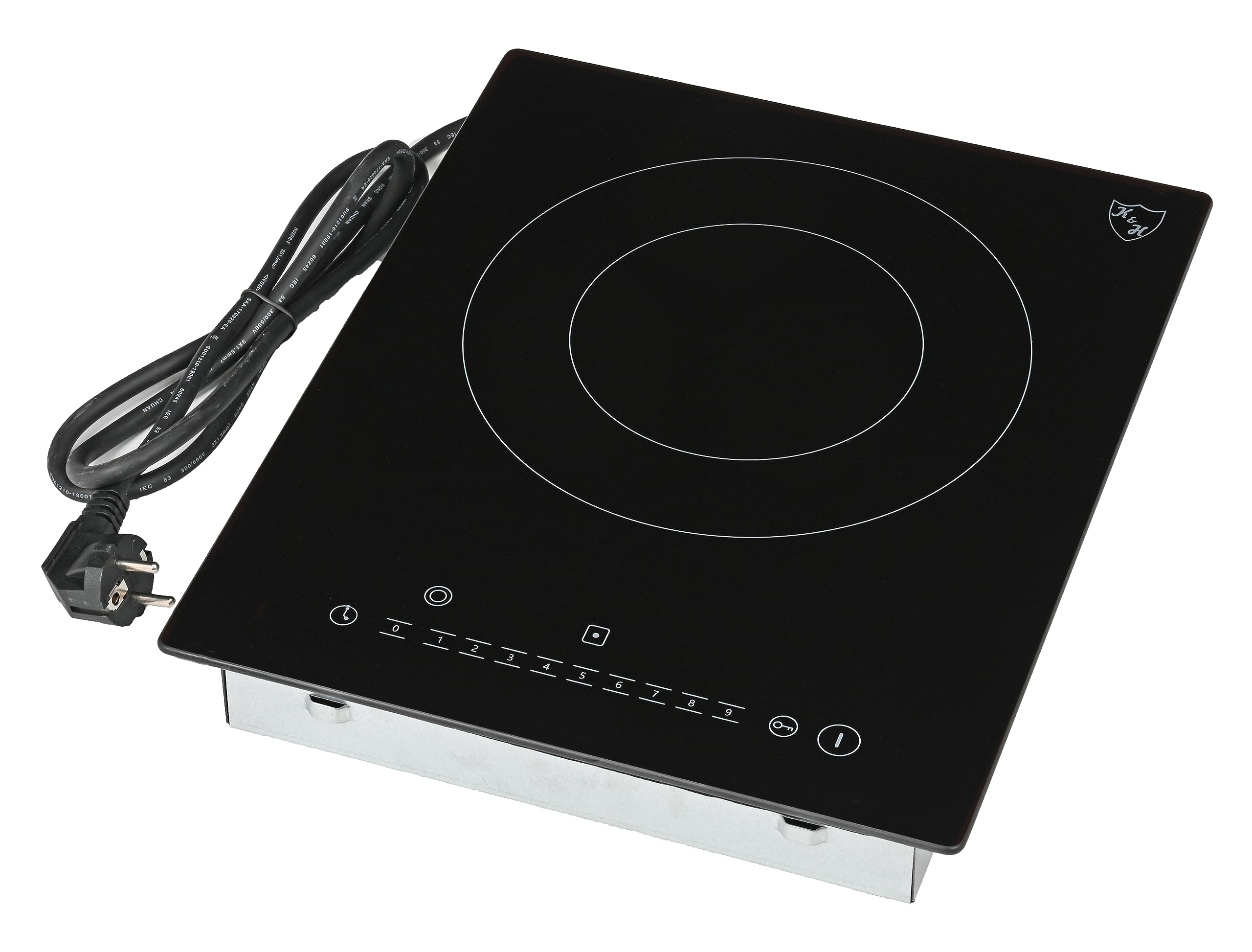 K&H Glaskeramikkochfeld 1 Zone 31cm 2200 Watt 9 Leistungsstufen NCS-2202 Einzelkochplatte Einbaufähig Freistehend