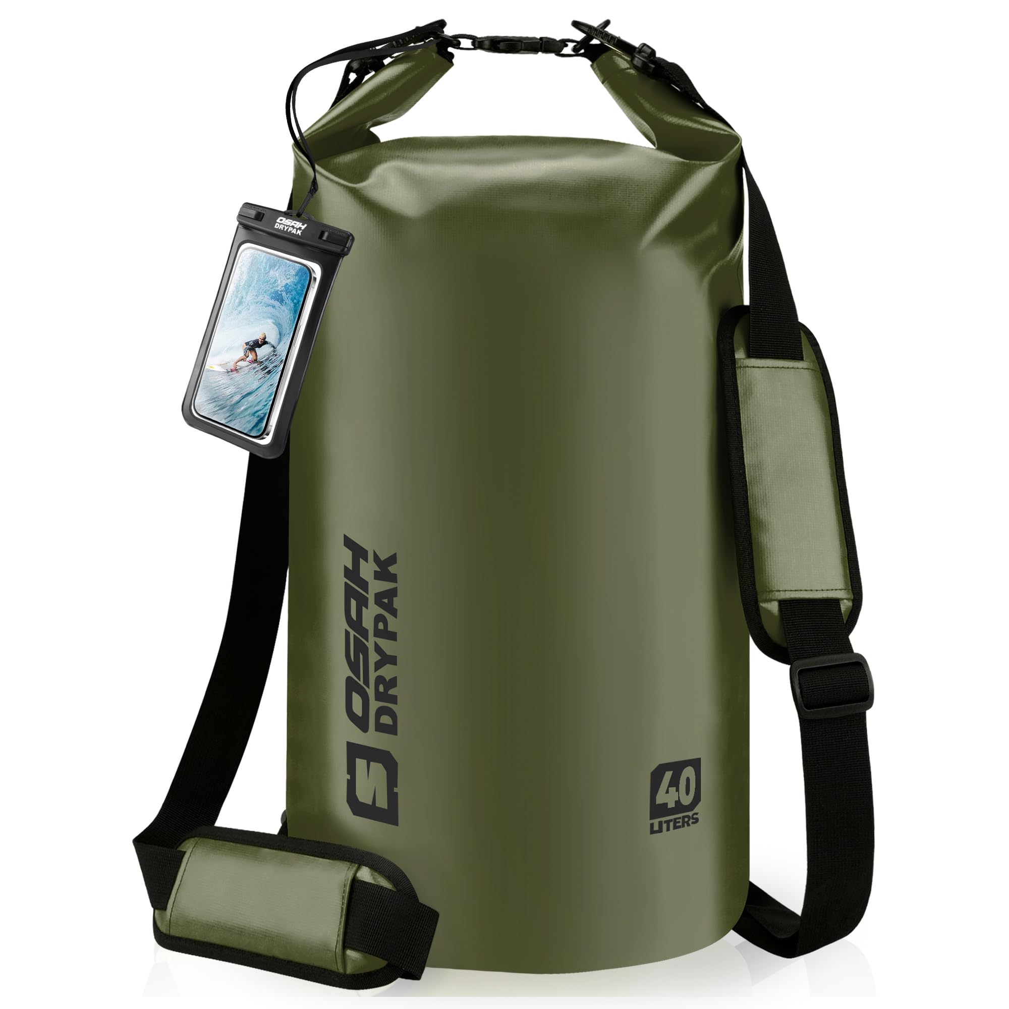 OSAH DRYPAK Dry Bag wasserdichte Tasche 5L/10L/20L/30L/40L Drybag Rucksack Wasserdicht Beutel mit Schultergurt und Wasserfester Handyhülle für Wassersport, Kajakfahren, Bootfahren, Camping