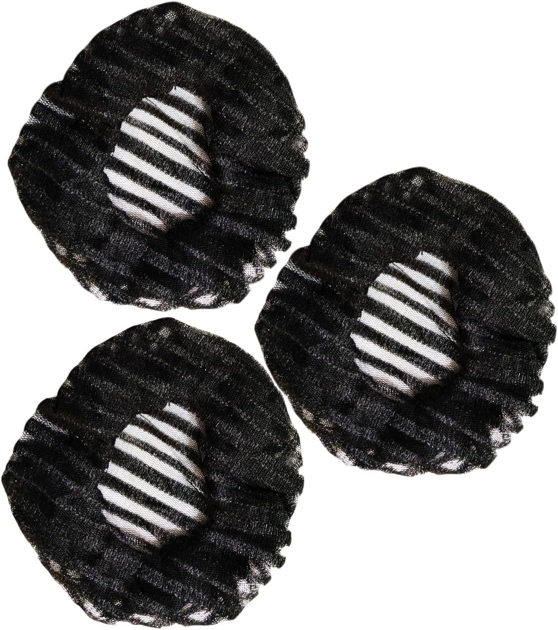 Nyamah SalesWomen’s Bun Cover Snood Elastic Solid Mesh Hair Net for Gym Dance Headwear Juda Net Cover Black_Color 3 PCS